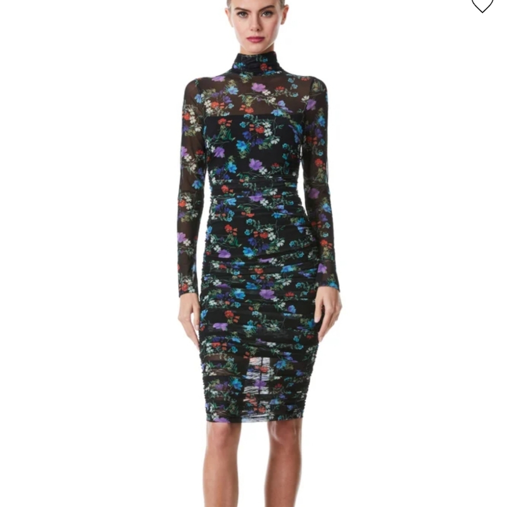 NWT Alice + Olivia Delora Turtleneck Long Sleeve Midi Dress